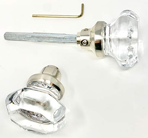 Rousso's Reproductions Beveled Eight Point Glass Door Knobs 0018-Bn Octagon Crystal Interior Knobs With Spindle #TOP3