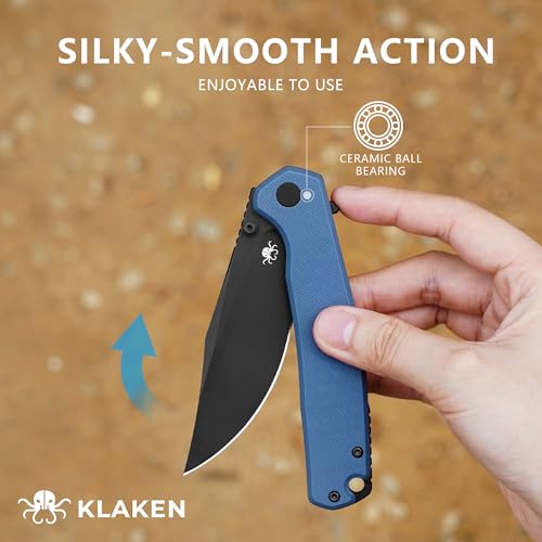 KLAKEN Pocket Knife, Swedish 14C28N Blade Pocket Folding Knife, G10 Handle Folding Pocket Knife for Camping, Hiking, Survival, Outdoor, EDC Clip Knives — view 6