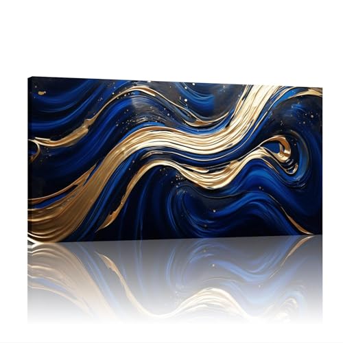 Marbre bleu et feuille d'or sur toile pour illuminer un salon sombre
