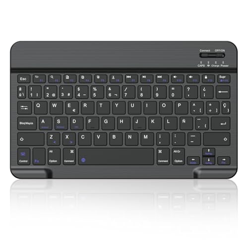 cimetech Teclado Bluetooth, Teclado inalámbrico ultradelgado Español Diseño silencioso y portátil con batería Recargable integrada para iOS, Mac, iPad, Windows y Sistemas operativos Superiores