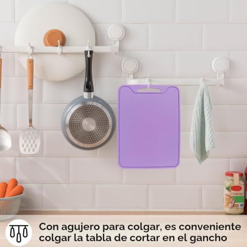 Tabla de cortar de silicona flexible: juego de 2 esteras de cocina multiusos lavables 5