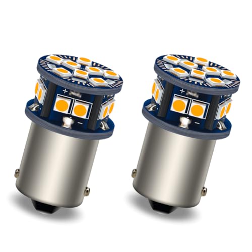 SOFOC Bombilla LED 1156 BA15S 6-60V AC/DC Ideal Para Intermitente Luz Trasera/Freno Luz de Posición etc. 3030 18SMD Amarillo 2Pcs