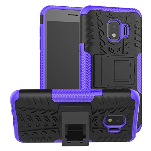 LFDZ Galaxy J2 Core 2018 Funda, Soporte Cáscara de Doble Capa de Cubierta Protectora Heavy Duty Silicona híbrida Caso Cover Funda para Samsung Galaxy J2 Core 2018 / SM-J260M / SM-J260F,Púrpura