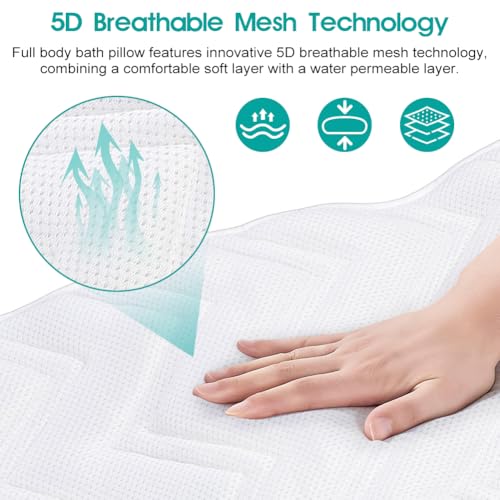 Cocoarm Oreiller de Bain Complet pour Tout Le Corps, Oreiller de Baignoire Spa pour Baignoire avec 13 Ventouses Antidérapantes, pour Soutien de la Tête, du Cou, des épaules et du Dos,