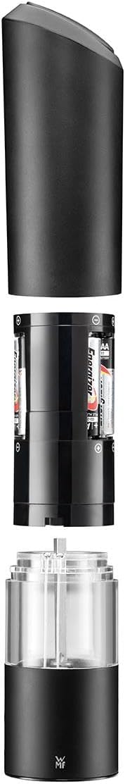 WMF Electric Mill 21 cm Salt and Pepper Mill Electrically Unfilled Plastic Ceramic Grinder Black