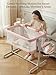 ONTHEWEI Baby Bassinet Bedside Sleeper 3-in-1, Easy Night Feeding with One-Side Fold & Rolling Wheels, Breathable Mesh, 6-Height Adjustable, Soft Mattress for Newborns