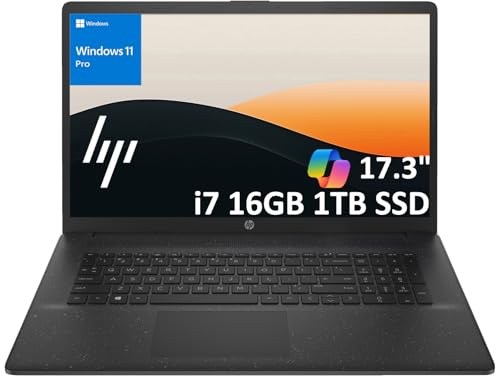 HP 17 ノートパソコン (17.3インチ HD+ アンチグレア、Intel 10-Core i7-1255U、16GB RAM、2TB SSD) ビジネス、自宅、学生、長いバッテリー寿命、狭いベゼル、HDMI、ウェブカメラ、Wi-Fi、高速充電、Win