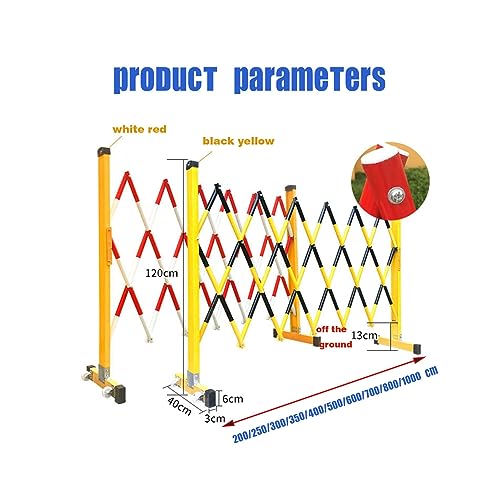 Puerta de seguridad plegable retráctil, 6 m, barrera de tráfico para garaje y construcción de carreteras, 120 cm de alto x 600 cm de largo, solución versátil de barandilla móvil