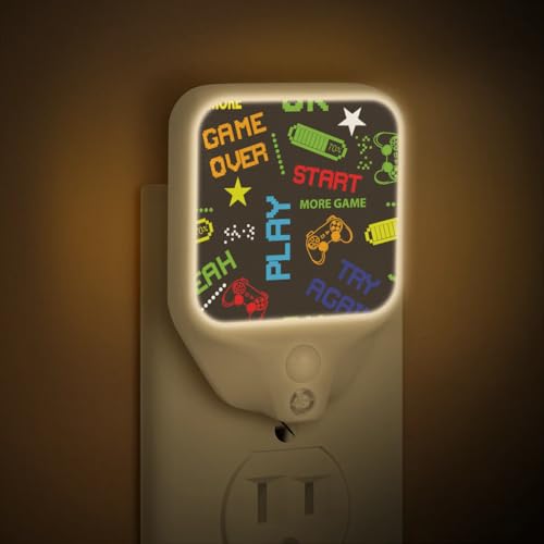 Image of Gamer Gamepad Plug-in Led Night Light with Auto Dusk to Dawn Sensor for Room Decor, Adjustable Brightness Warm White Lights for Hallway,Bedroom, s Room, Kitchen, Stairway