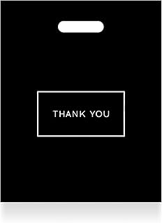 Xugoox 100Pcs 9x12 Inch Thank You Bags for Small Business Black Retail Merchandise Bags Plastic Shopping Bags Reusable Thank You Bags for Stores, Boutique, Party, Gift