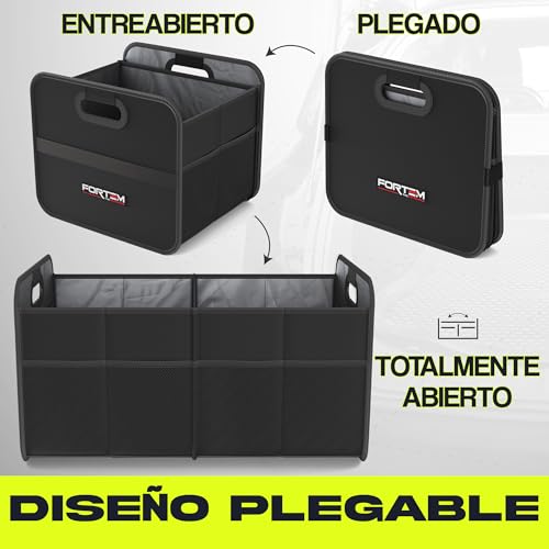 FORTEM Organizador de Maletero de Coche, Organizador Plegable de Dos Compartimentos, Almacenamiento Plegable Para SUV, Accesorios de Coche Para Mujeres y Hombres, Parte Inferior Antideslizante - imagen 4