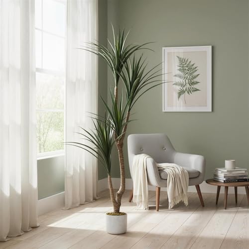 Artificial Dracaena Plants 5.4Ft Tall Fake Plants Artificial Dracaena Marginata in Pot Artificial Trees for Home Office Decor Indoor Outdoor Housewarming Gift