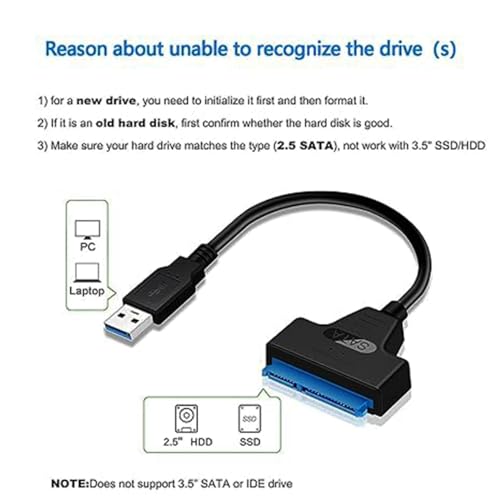 UNIVERSAL USB 3.0 to SATA Adapter | High Speed 22 Pin SATA Cable ...