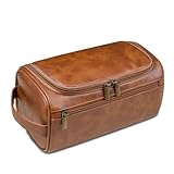Neceser para Hombres, Bolsa de Viaje Pequeño de Cuero con Gancho para Colgar, Kit Travel Essentials Dopp, Kit de Afeitado para Hombres, Regalos para Padre, Novio, Abuelo