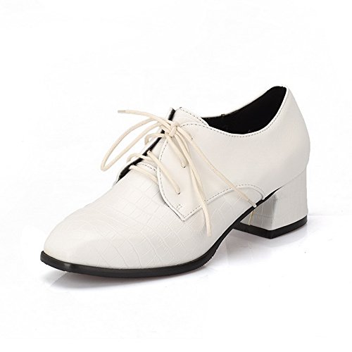 CosyFever Zapatos Oxford Chunky Bajo conAnti Deslizante Puntera Cuadrada Sólido DC46 para Mujeres Blanco - 38 EU Cover