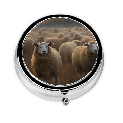 Pill Box Many Sheep Round �s���P�[�X �~�j ���^�� �g���x�� �s���{�b�N�X ���z�p ���^ ���킢�� 3�R���p�[�g�����g �� �s�� �I�[�K�i�C�U�[ �|�[�^�u�� �s�� �e�� �z���_�[ �����̖� �r�^�~��