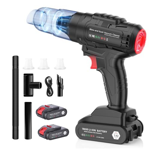 Securex Aspirabriciole Senza Fili, Aspirapolvere Auto Portatile 12Kpa, 80000RPM Motore Brushless, con 2 Batterie 2000mAh, Silenzioso 65dB, 8 Accessori & Filtro HEPA, Ideale per Auto Casa Ufficio