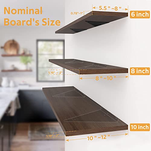 Shelf Brackets 6 Inch - Heavy Duty & Extra Thick Corner Brace Black Steel Decorative Joint Angle Bracket For Shelf Triangular Bracket 4Pcs (6Inch, Black) #TOP4