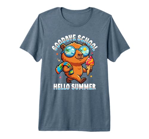 Goodbye School Hello Summer Capybara Last Day of School 2026 Premium Tri-Blend T-Shirt
