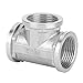 GLOGLOW 304 Stainless Steel Tee Threaded Pipe Connector, Sturdy Industrial Fittings for Home Renovation, Easy Installation for DIY Projects BATHROOM (1 * 1 * 1 female connector)