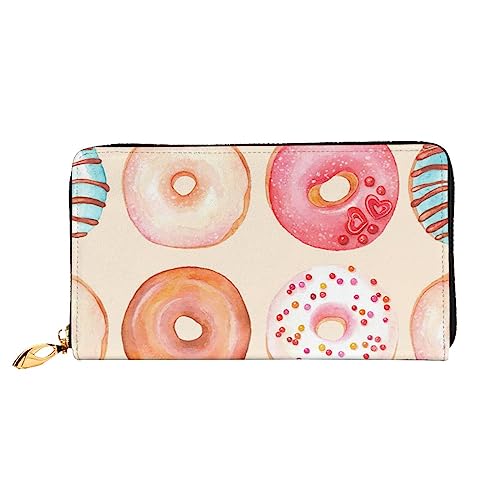 Portefeuille en cuir noir Pretty Donuts, long compagnon zippé d'une élégance intemporelle