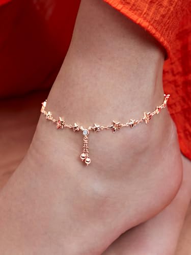 Image of MINUTIAE Fashion Anklet With Solitaire Crystal Diamonds Painjan Payal Leg Chain Foot Jewellery For Women and Girls