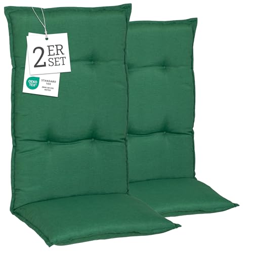 Beo® Turin Hochlehner Gartenstuhl-Auflagen 2er Set | Waschbar, UV-beständig, Atmungsaktiv | Made in EU, Öko-Tex Standard | Polsterauflage für Gardenmöbel