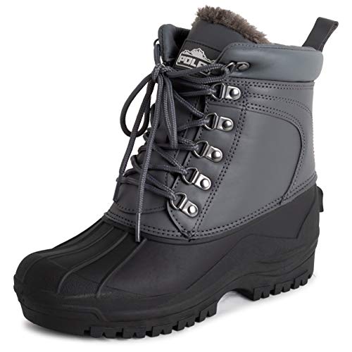 POLAR Mens Muck Lace Up Short Nylon Winter Snow Rain Lace Up Casual Duck Boots