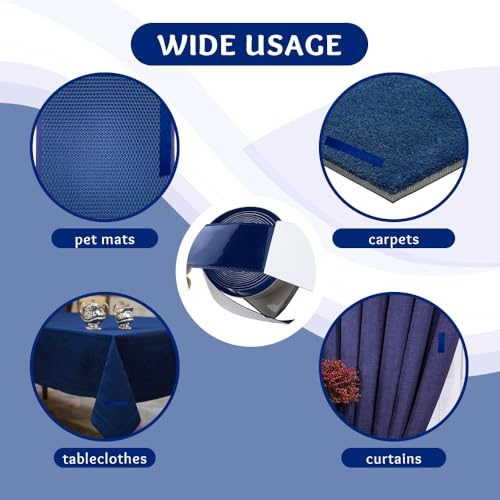 Image of 1.5 inch x 1 Yards Navy Wide Hook and Loop with Self Adhesive Tape Strong Sticky Back Roll Nylon Heavy Duty Strips Excellent Grip Fabric Softener for Home Office School Car Craft Organizer