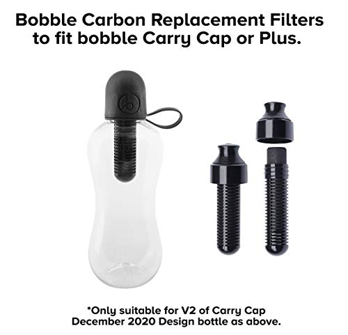 Bobble Plus Twin Pack Carbon Replacement Filters - Suitable for Bobble Plus & Carry Cap V2 Plastic Water Bottles - BPA Free, Reusable, Recyclable, Dishwasher Safe - Bottle Not Included - Image 2