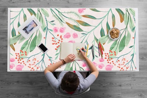 Tapis de bureau en vinyle de qualité supérieure motif de feuilles de sorbier élégant