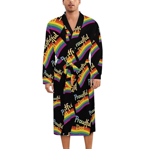 Proudful Dad Soft Robe Long Sleeve Bathrobes V Neck Sleepwear Spa Robes with Belt Men Woman