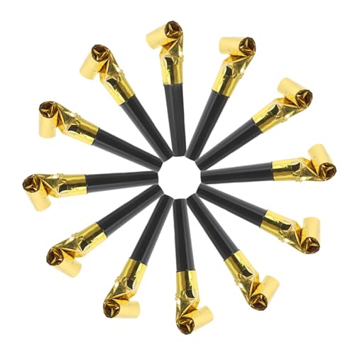 ABOOFAN 100 Piezas Ambiente De Fiesta Soplando Dragón Matraca Para Fiesta Soplador Para Cumpleaños Recuerdo De Víspera Juguete De Cumpleaños Matraca Color Negro y Dorado