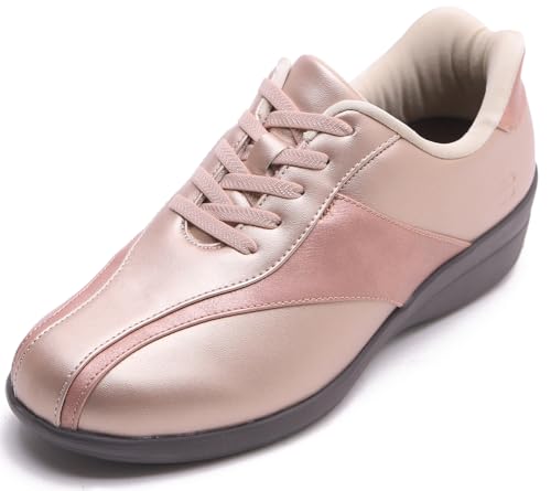 手を使わず履けるスニーカーレディース 立ったまま履ける スニーカー スリッポン ゴム紐 軽量 疲れない歩きやすい 4E 撥水 ピンク 23.0cm