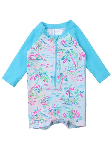 Image of RUGGEDBUTTS Baby /Toddler Boy Swimsuit, One Piece Zipper Rash Guard Sunsuit with UPF 50+ Sun Protection