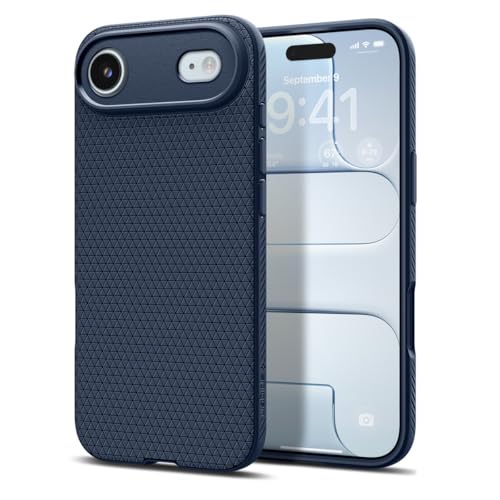 SPIGEN Liquid Air for iPhone 17 Air Case, Full Camera Control Button Coverage, Airbag-Like Corners Air Cushion Bumper Slim Lightweight Soft TPU Raised Edge Protection Non-Slip Grip Cover - Navy Blue