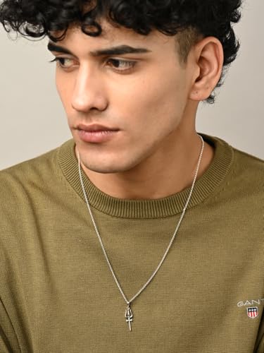 Image of Clara 925 Sterling Silver Shiva Trishul Pendant Necklace for Men & Women | Available With or Without Chain | Platinum Plated