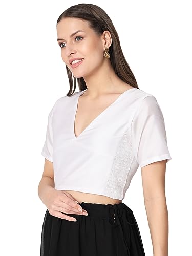 Image of studio rasa Women's Silk Blend Stretchable Blouse for Festive Wedding Party