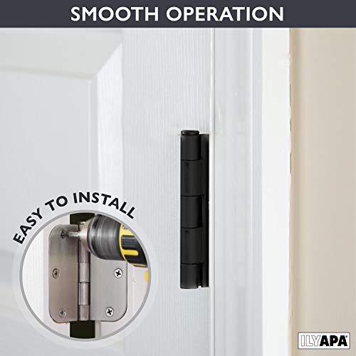 Ilyapa 48 Pack Matt Black Interior Door Hinges, 3.5 X 3.5 Inch Interior Door Hinges, Black Interior Hinges, Matte Black Hinges For Doors 3 1/2 With 5/8 Inch Radius Corners, Black Interior Door Hinges #TOP4