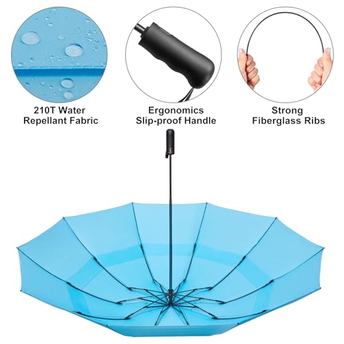 Image of G4Free 62 Inch Large Golf Umbrella Compact Reverse Travel Umbrella 10 Ribs Windproof for Rain Double Canopy Automatic Open Close
