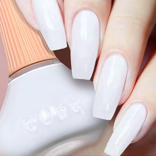 White Nail Polish - Pure White Nail Varnish - Long-lasting Glossy Nail Art Varnish - Milky White Nail Polish Air Fast Drying French Manicure Quick Dry Nail Polish Long Lasting Extre White