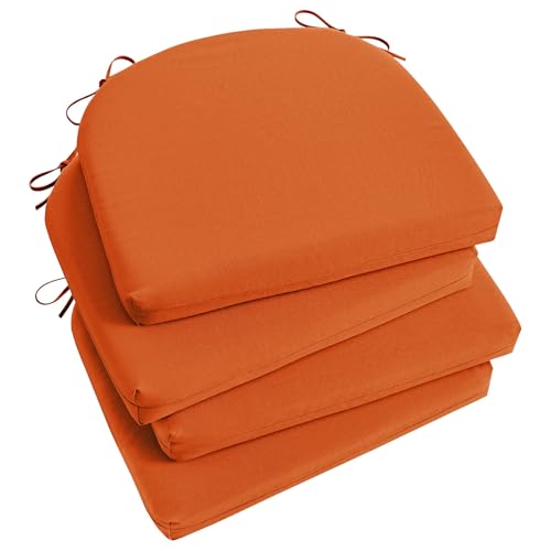 Image of Basic Beyond Outdoor Chair Cushions Set of 4, Outdoor Cushions for Patio Furniture, Water Resistant Patio Chair Cushions with 2 Ties, 17x16x2, Orange