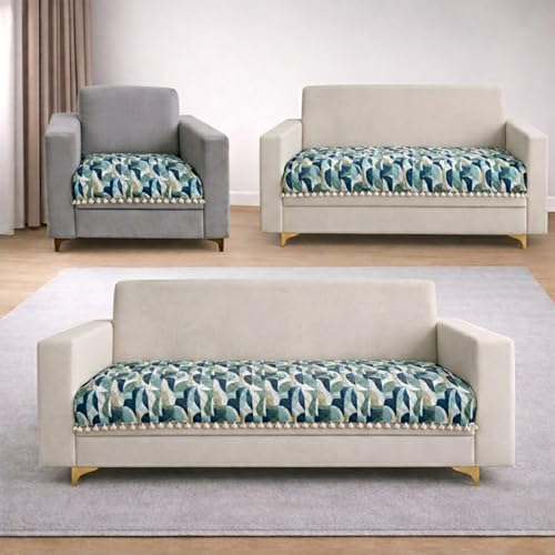 Image of Homerz Premium Printed Quilted Velvet Sofa Slip Cover Protector with Tassels, Sofa Mat, Exact Size, Antislip Cover (Grey Abstract, 6 (3+2+1) Seater, Half)
