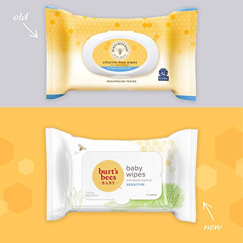 Burt's Bees Baby Wipes, Unscented Towelettes For Sensitive Skin, Hypoallergenic & Non-Irritating, All Natural With Soothing Aloe & Vitamin E, Fragrance Free, 6 Flip-Top Packs (432 Wipes Total) #TOP1