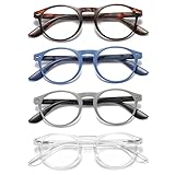 DXYXYO 4 Pack Reading Glasses for Women Small Face Blue Light Blocking Round Men...