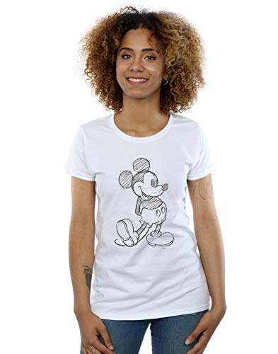 Disney Women's Mickey Mouse Sketch Kick T-Shirt White XX-Large