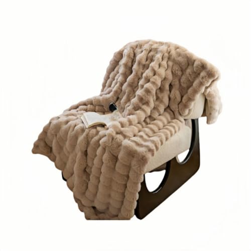 samchu ウサギ毛調 ブランケット 秋冬 高級保温 加厚 ボリューム感あり 肌に優しい 洗える 帯電防止 毛玉にくい オフィス昼寝用 ソファ用 エアコン掛け布団 防寒 ショール付き (ウサギのぬいぐるみ-コロンナカレー)