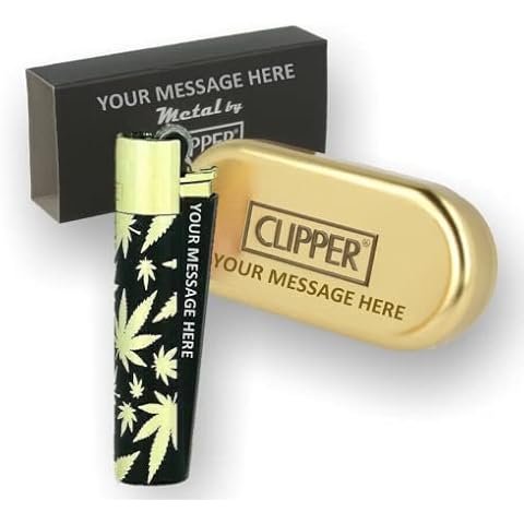 Limited Edition - Clipper Lighter ® Deep Laser Engraved Personalised Gold Leave Metal - Engraving Included for Birthdays, Anniversaries, Weddings and Valentines - Gold Leave Cover