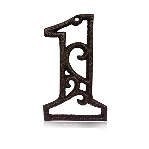 4.6 Inch Cast Iron Number, Premium Hollow Out Decorative Numbers For House Garden Bar, Number 1 #TOP21