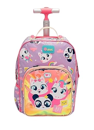 PUKET - Mochila Escolar Puket com Rodinha Média BFF Best Friends Forever